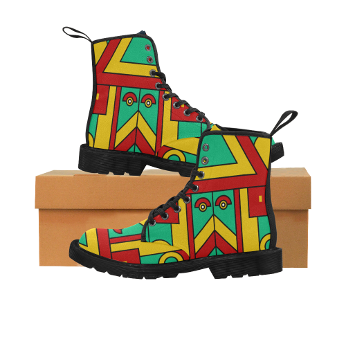 Aztec Spiritual Tribal Martin Boots for Men (Black) (Model 1203H)