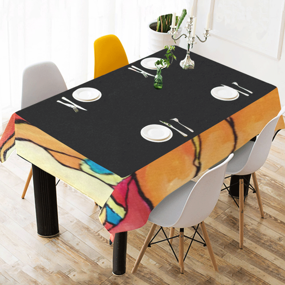 ABSTRACT Cotton Linen Tablecloth 52"x 70"