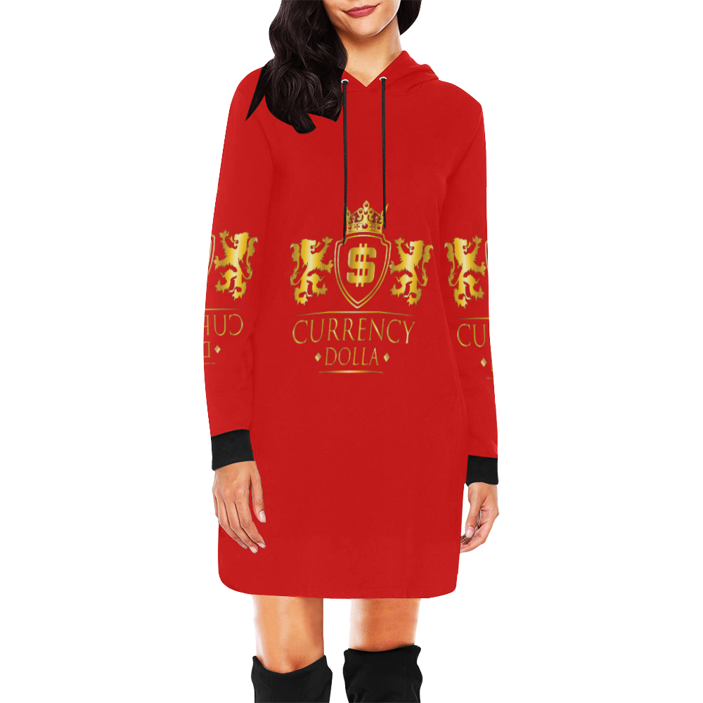 CURRENCY_DOLLA All Over Print Hoodie Mini Dress (Model H27)