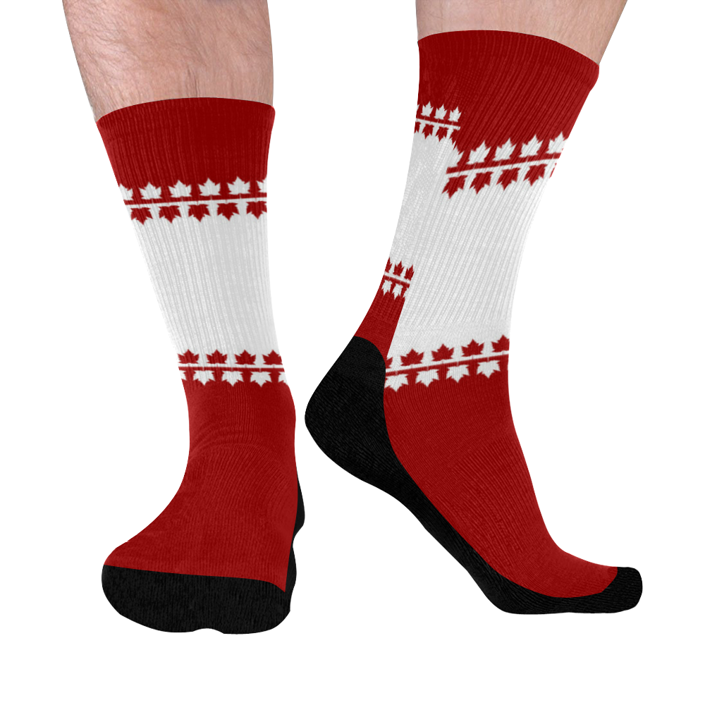 Classic Canada Socks Canada Flag Souvenir Mid-Calf Socks (Black Sole)