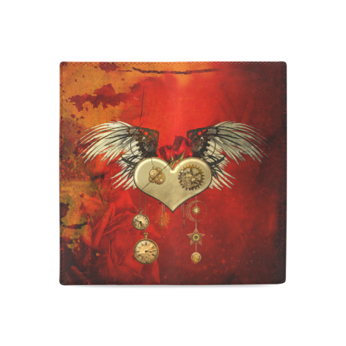 Steampunk heart, clocks and gears Women's Leather Wallet (Model 1611)