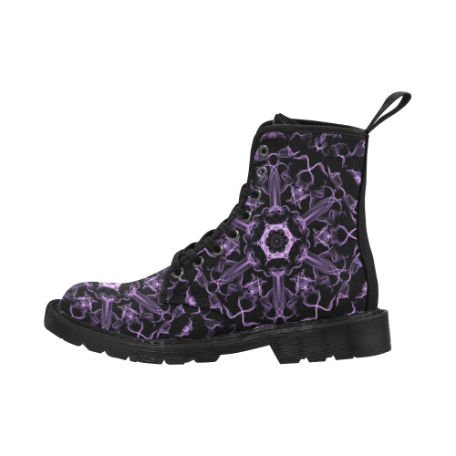 Purple Snowflake Martin Boots for Women (Black) (Model 1203H)
