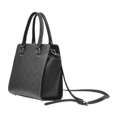 victorian paisley black Rivet Shoulder Handbag (Model 1645)