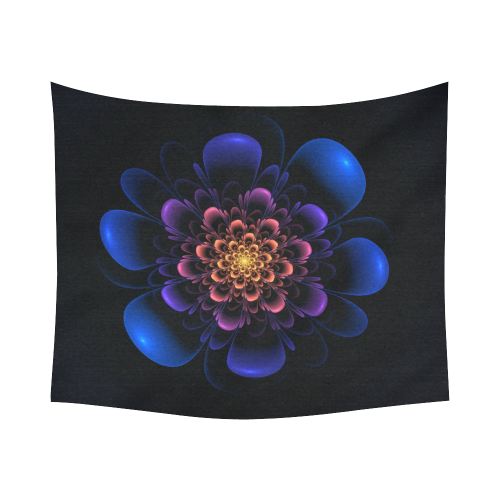 Fractal Bloom Cotton Linen Wall Tapestry 60"x 51"