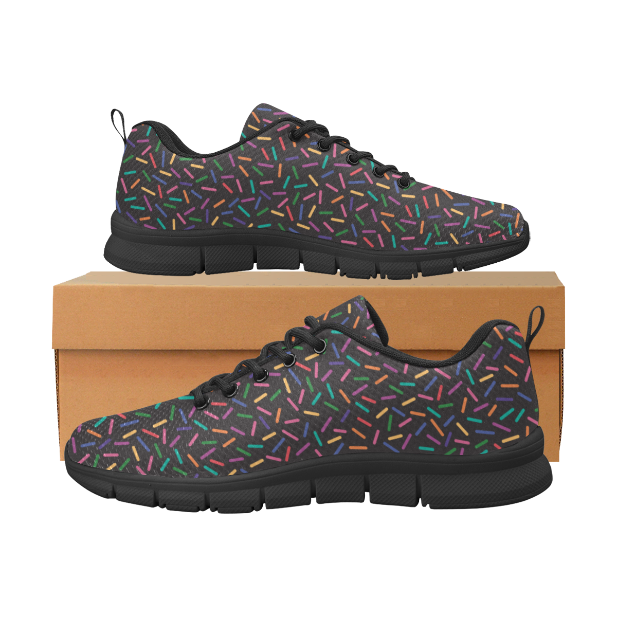 Colorful Tic Tac confetti black Women's Breathable Running Shoes (Model 055)