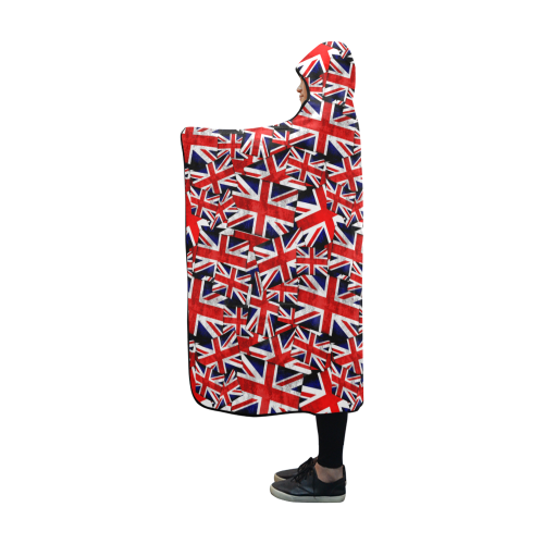 Union Jack British UK Flag Hooded Blanket 60''x50''