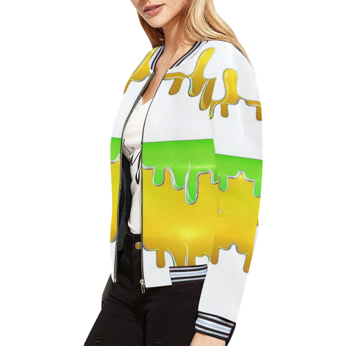 dripping paint in colors All Over Print Bomber Jacket for Women (Model H21)