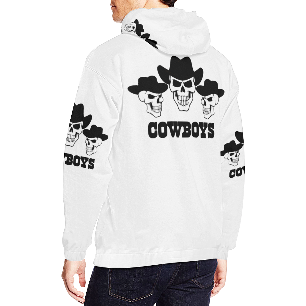 Cawboys Skull Glow Design - Skulls Art NEW Original White All Over Print Hoodie for Men/Large Size (USA Size) (Model H13)