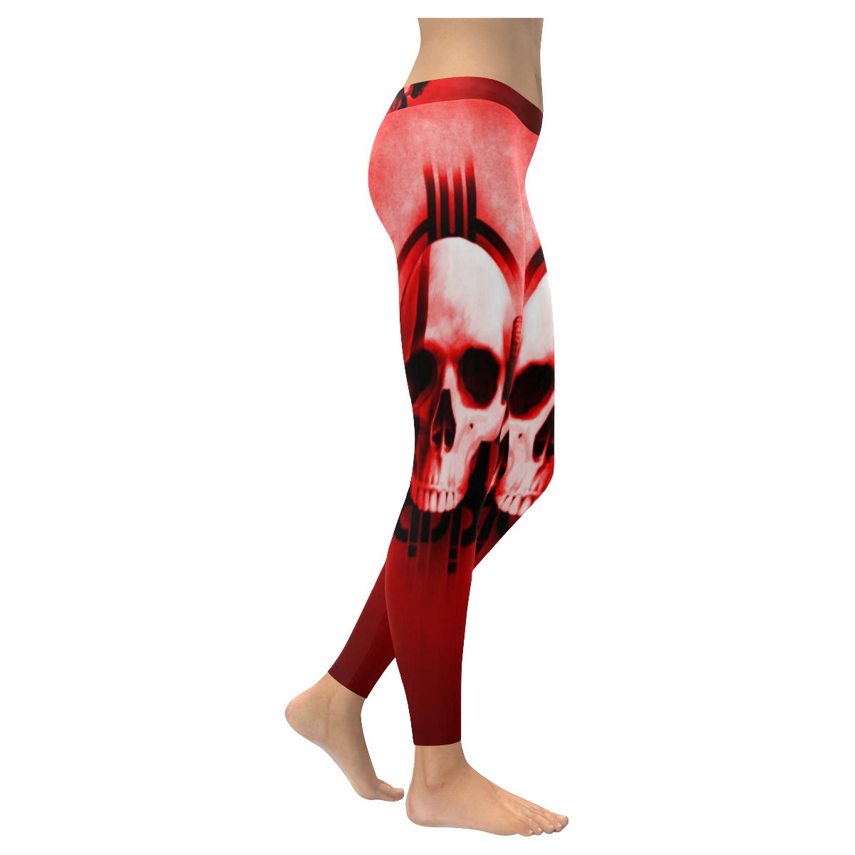 Awesome Techno Skulls Women's Low Rise Leggings (Invisible Stitch) (Model L05)