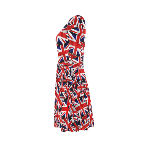 Union Jack British UK Flag 3/4 Sleeve Sundress (D23)