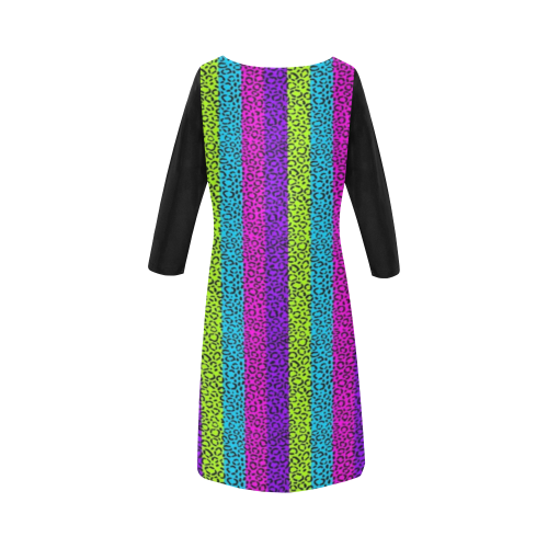 Rainbow Cheeta pattern Round Collar Dress (D22)