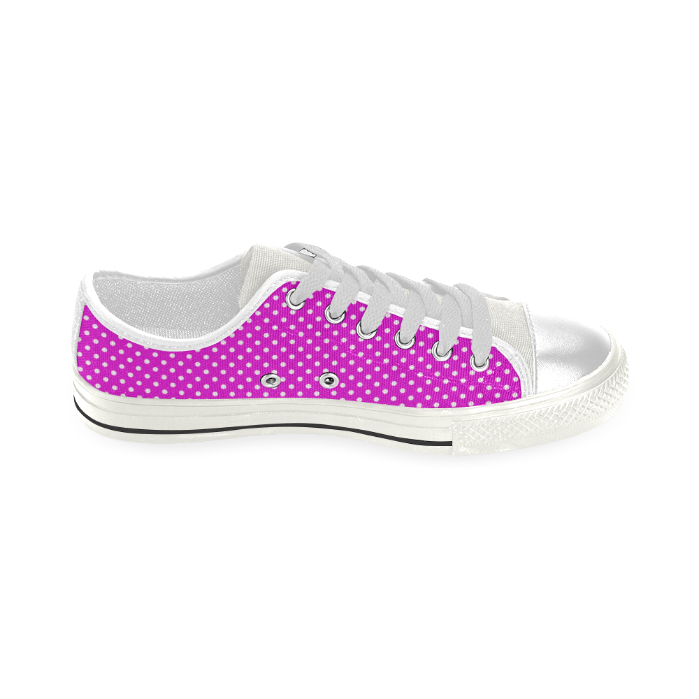 Pink polka dots Low Top Canvas Shoes for Kid (Model 018)