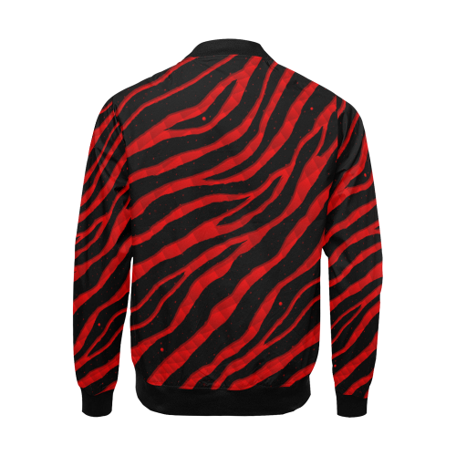 Ripped SpaceTime Stripes - Red All Over Print Bomber Jacket for Men/Large Size (Model H19)