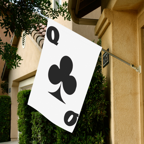 Playing Card Queen of Clubs Garden Flag 28''x40'' （Without Flagpole）