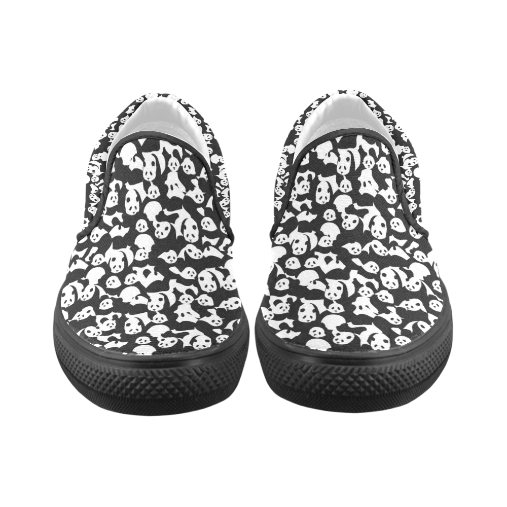 Panda Pattern Women's Unusual Slip-on Canvas Shoes (Model 019)