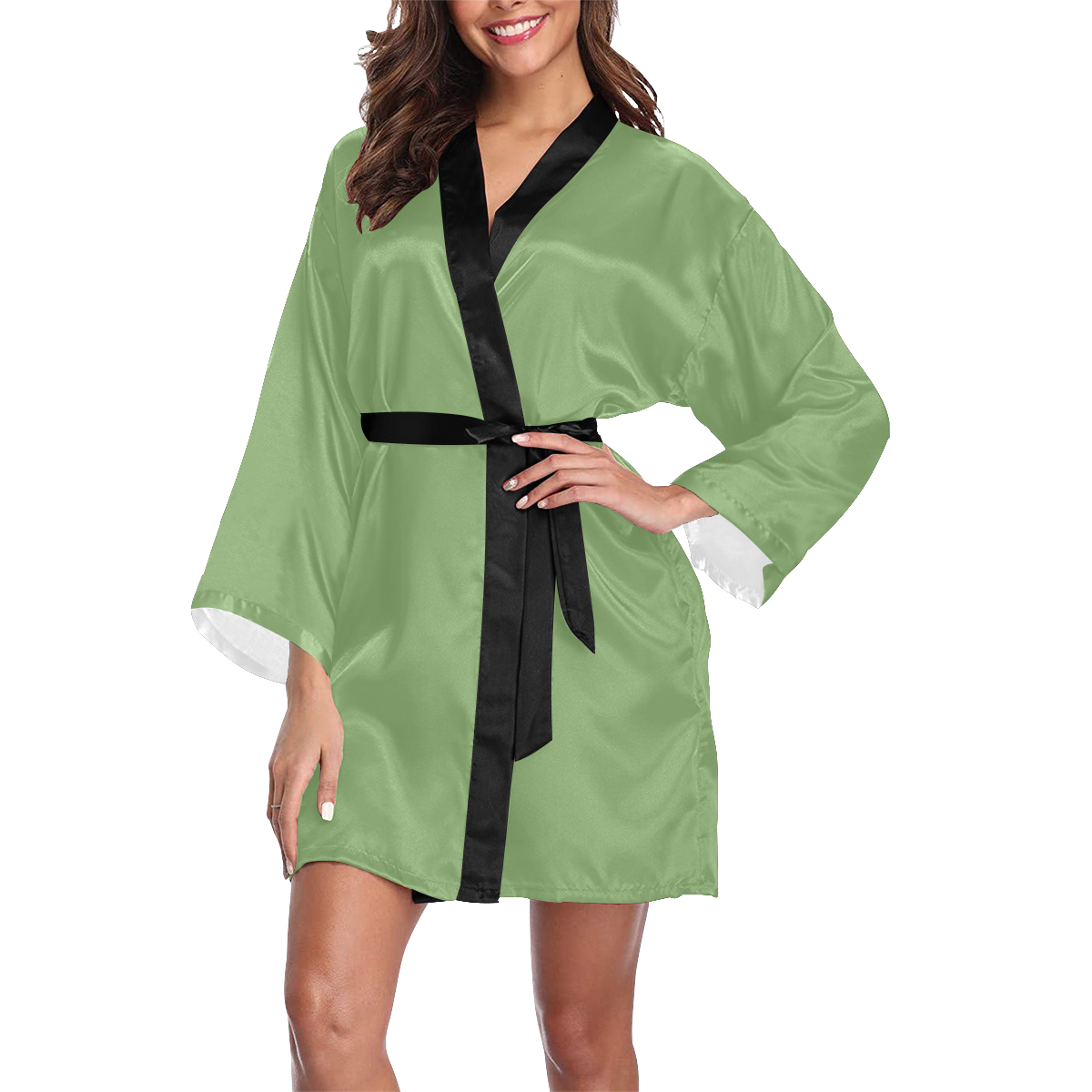 color asparagus Long Sleeve Kimono Robe