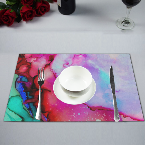 Red purple green ink Placemat 12''x18''