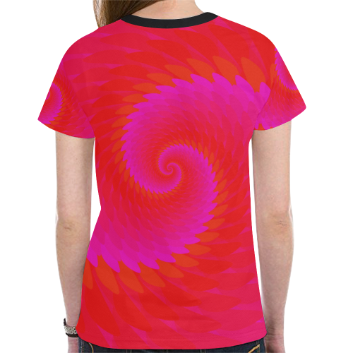 Red rose spiral New All Over Print T-shirt for Women (Model T45)