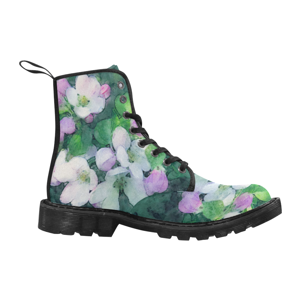 Apple Blossom. Inspired by the Magic Island of Gotland. Martin Boots for Women (Black) (Model 1203H)