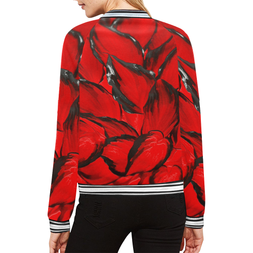 leafs_abstract TRY2 06 All Over Print Bomber Jacket for Women (Model H21)