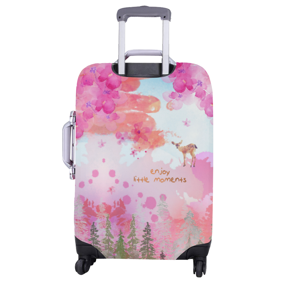 Little Deer in the Magic Pink Forest Luggage Cover/Large 26"-28"