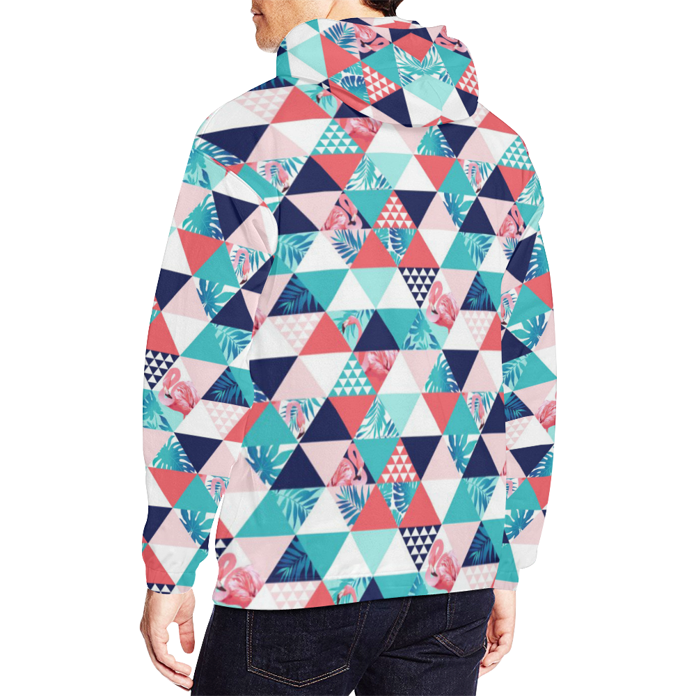 Flamingo Triangle Pattern All Over Print Hoodie for Men/Large Size (USA Size) (Model H13)