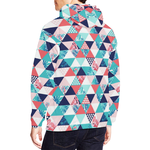 Flamingo Triangle Pattern All Over Print Hoodie for Men/Large Size (USA Size) (Model H13)