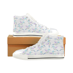Cute Hummingbirds with iridescent feathers High Top Canvas Shoes for Kid (Model 017)