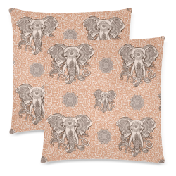 Ethnic Elephant Mandala Pattern Custom Zippered Pillow Cases 18"x 18" (Twin Sides) (Set of 2)
