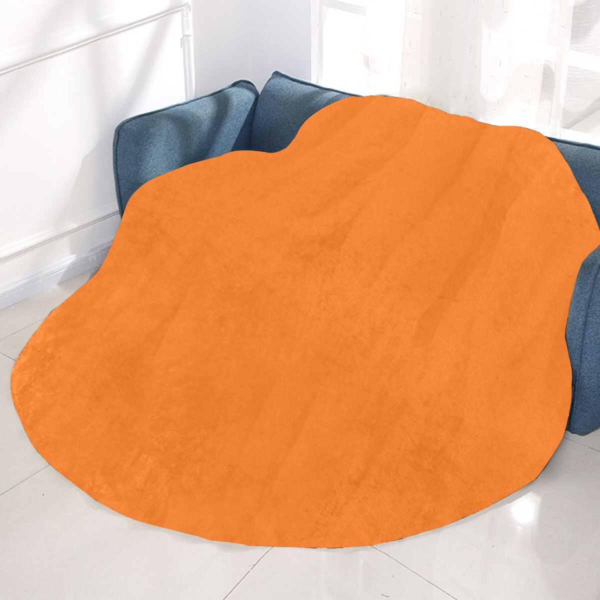 color pumpkin Circular Ultra-Soft Micro Fleece Blanket 60"