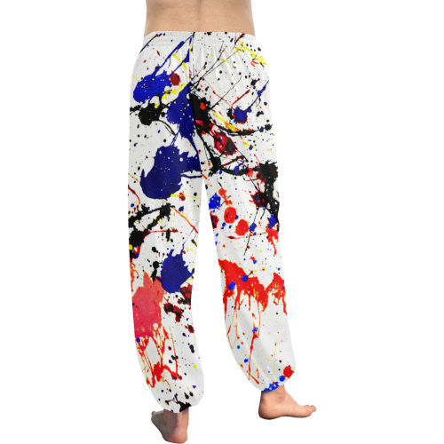 Blue & Red Paint Splatter Women's All Over Print Harem Pants (Model L18)