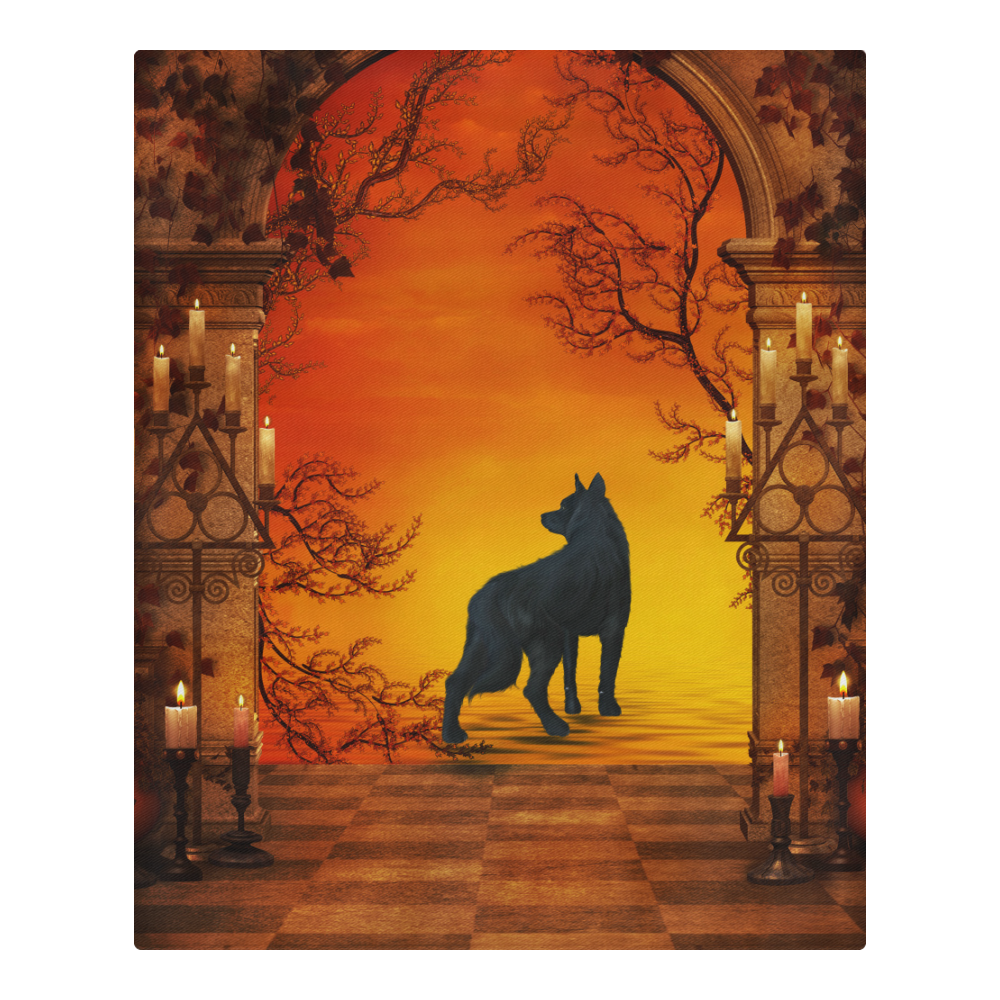 Wonderful black wolf in the night 3-Piece Bedding Set