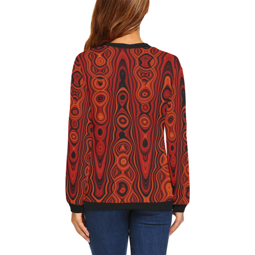 Brown Abstract Pattern All Over Print Crewneck Sweatshirt for Women (Model H18)