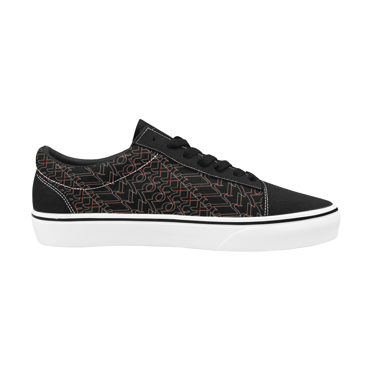 NUMBERS Collection 1234567 Black/Red/White Men's Low Top Skateboarding Shoes (Model E001-2)
