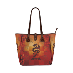 Tribal dragon  on vintage background Classic Tote Bag (Model 1644)