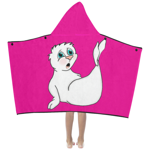 Surprised Seal Pink Kids' Hooded Bath Towels