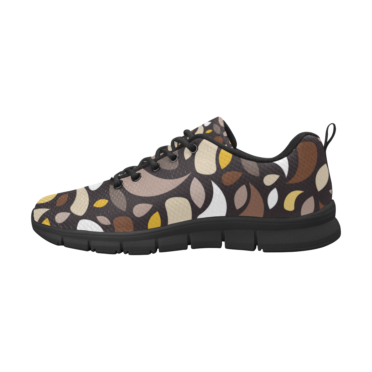 Brown Leaves And Geometric Shapes Women's Breathable Running Shoes (Model 055)