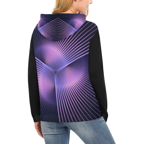 Purple Rays All Over Print Hoodie for Women (USA Size) (Model H13)