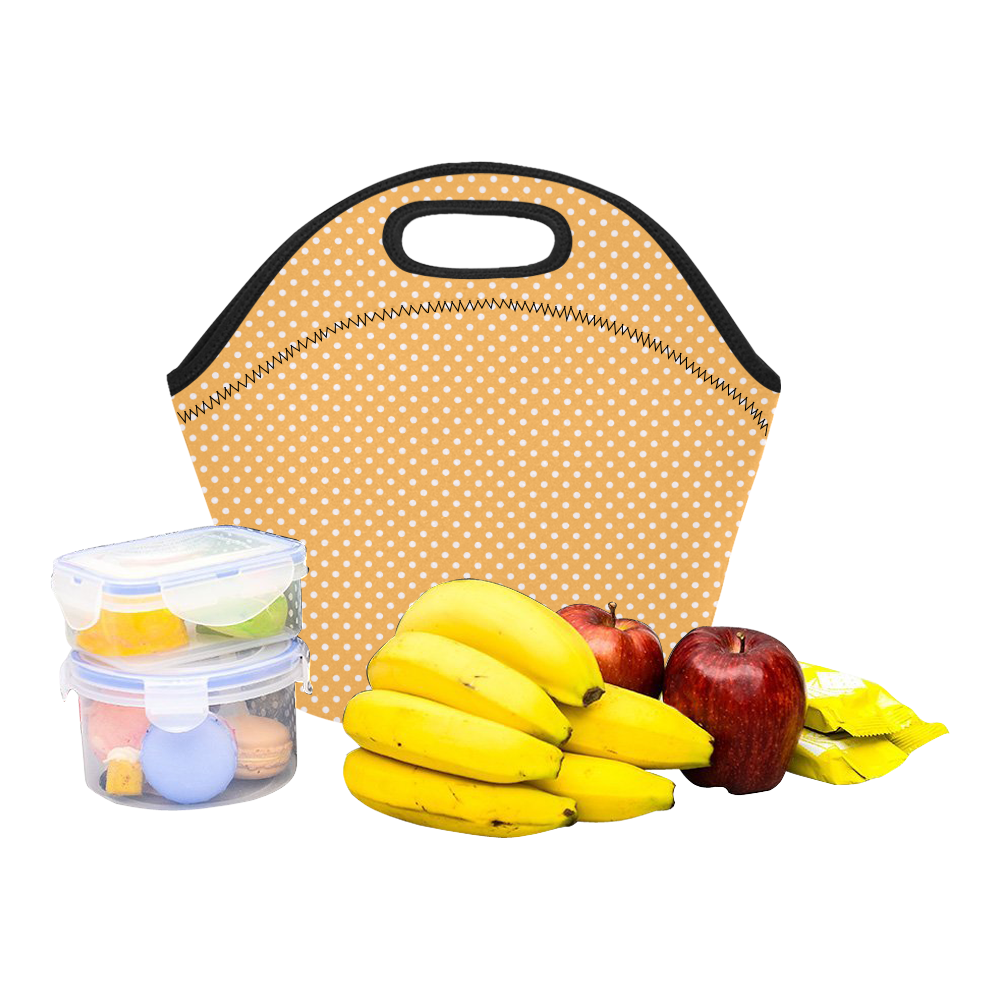 Yellow orange polka dots Neoprene Lunch Bag/Small (Model 1669)