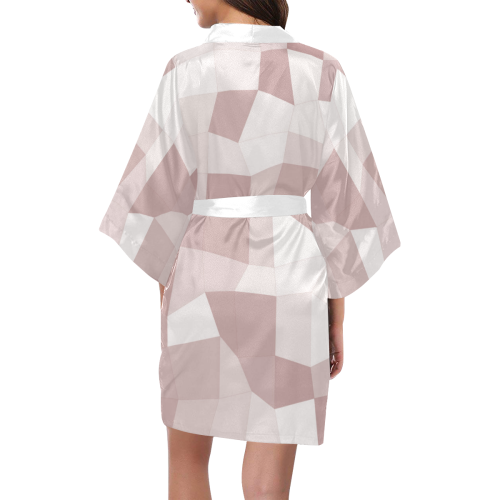 Mauve Beige Mosaic Kimono Robe