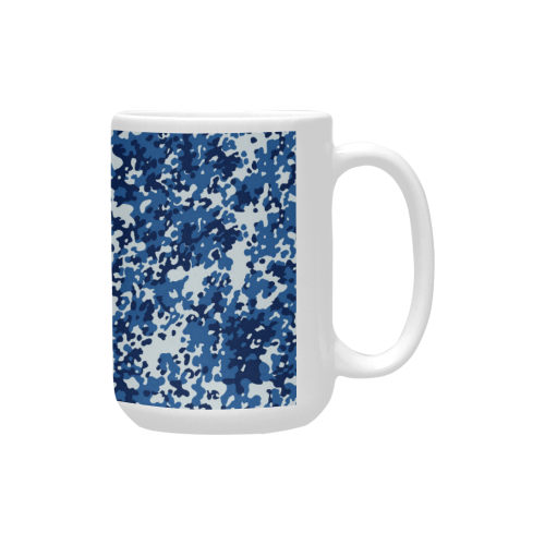 Digital Blue Camouflage Custom Ceramic Mug (15OZ)