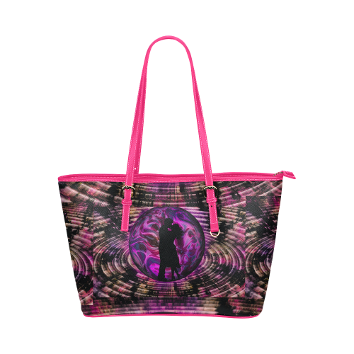 Violet Shadow Lovers Leather Tote Bag/Small (Model 1651)