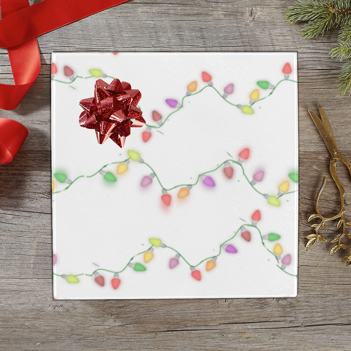 Festive Christmas Lights on White Gift Wrapping Paper 58"x 23" (5 Rolls)