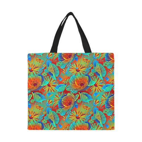 bright tropical floral All Over Print Canvas Tote Bag/Large (Model 1699)