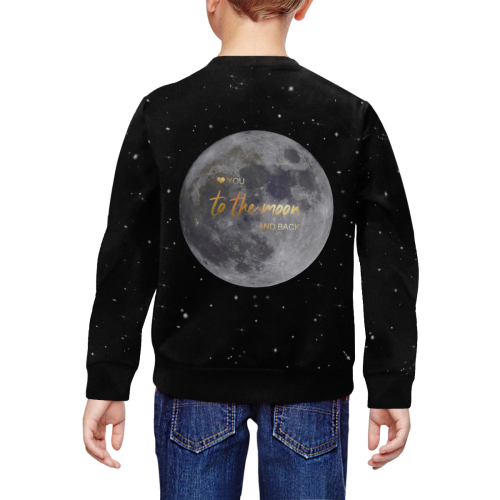 TO THE MOON AND BACK All Over Print Crewneck Sweatshirt for Kids (Model H29)
