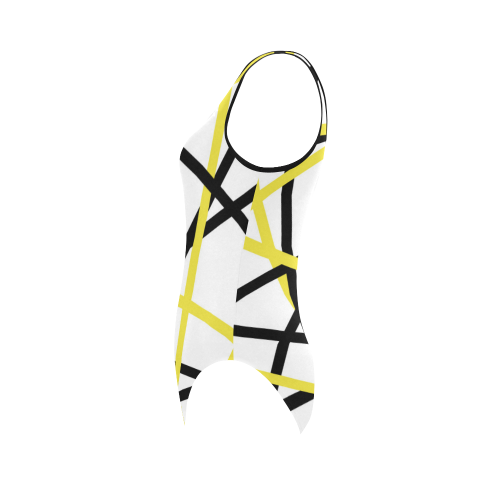 Black and yellow stripes Vest One Piece Swimsuit (Model S04)
