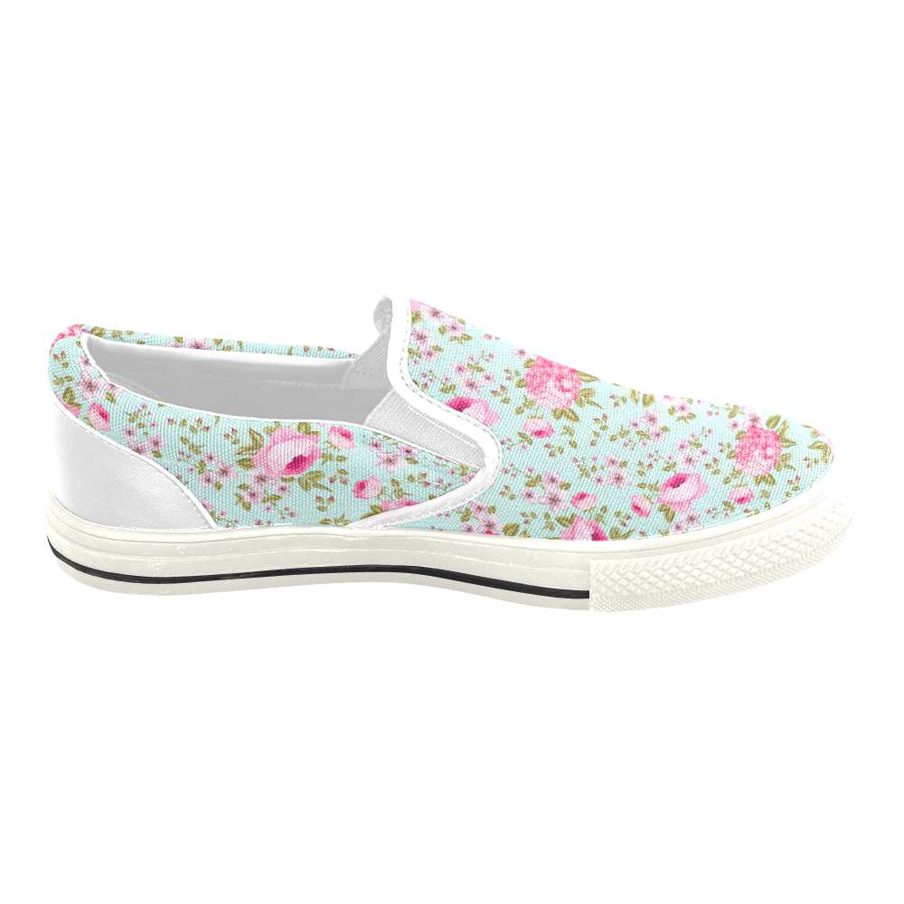 Peony Pattern Slip-on Canvas Shoes for Kid (Model 019)