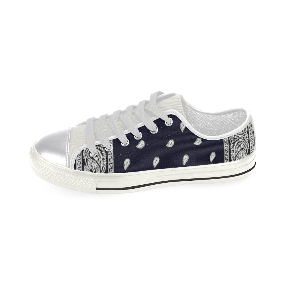 Navy Blue Bandana Women's Classic Canvas Shoes (Model 018)