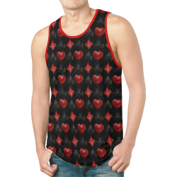 Las Vegas Black and Red Casino Poker Card Shapes on Black New All Over Print Tank Top for Men (Model T46)
