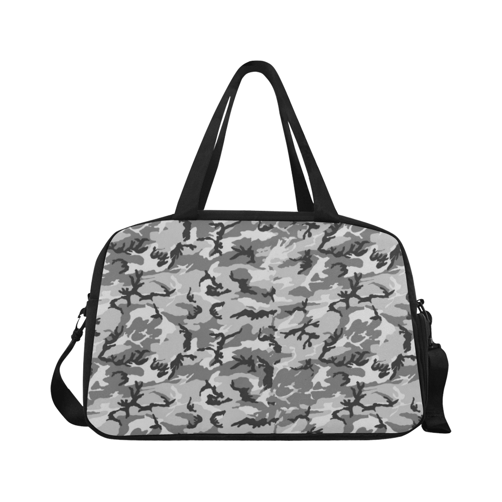 Woodland Urban City Black/Gray Camouflage Fitness Handbag (Model 1671)